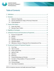 Request for Proposal Template - RFP Table of Contents - Example 3