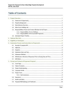Request for Proposal Template - RFP Table of Contents - Example 1